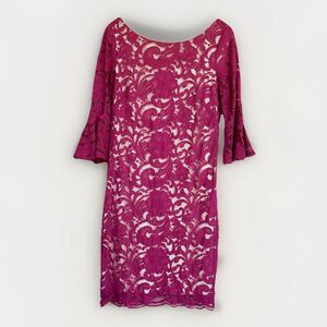 Vince Camuto Floral Lace Bell Sleeve Easter Dress Womens 6 Mean Girls Pink